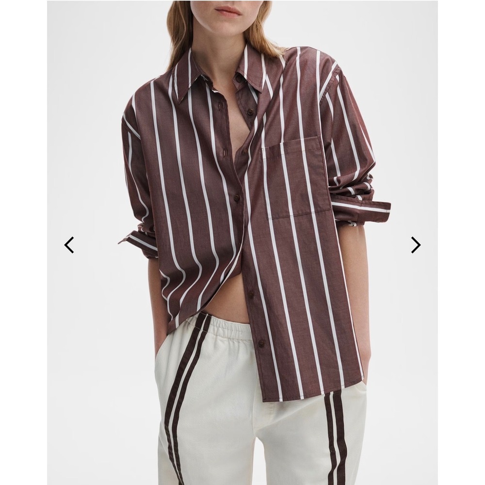 Rag & Bone Connie Stripe Button Down Shirt Rust White Size XS